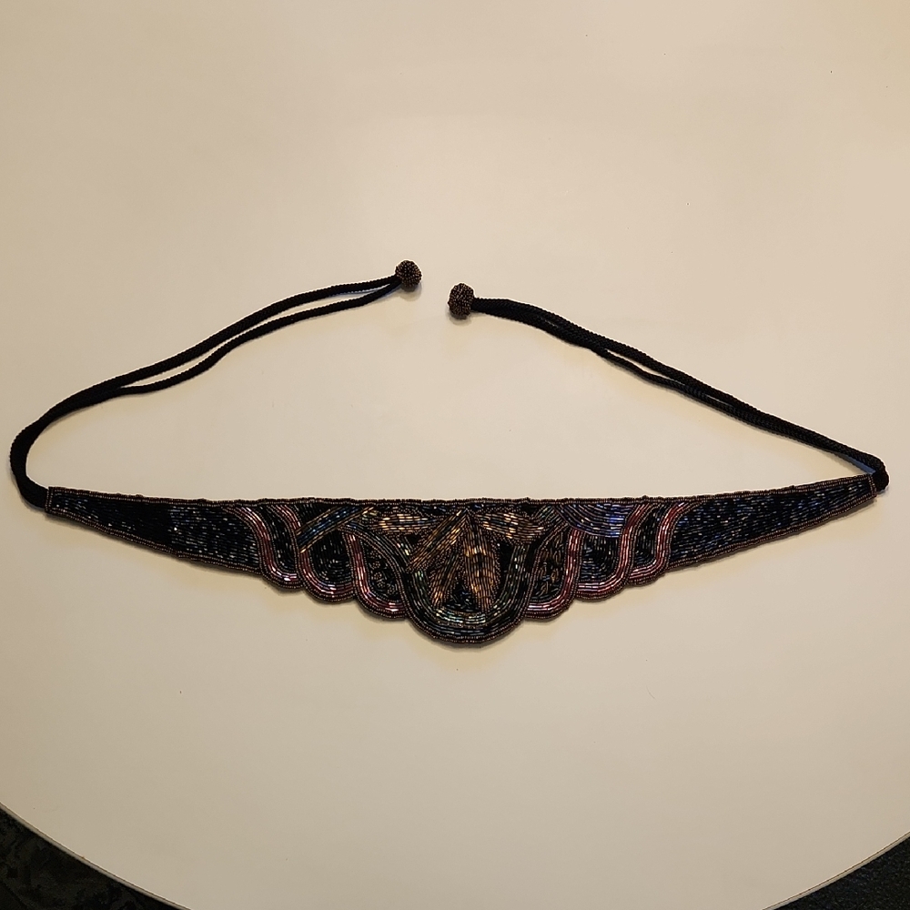 Beaded Black and Pink Belt